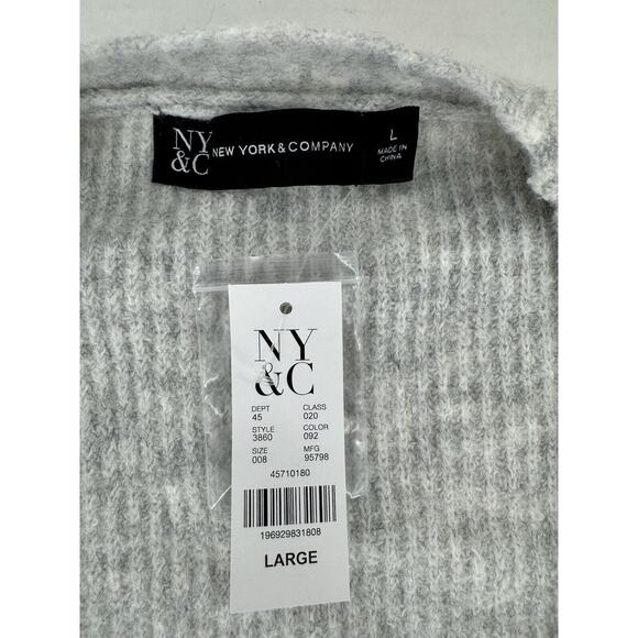 New York & Company Cardigan Sweater Sz L Cable Knit Grey Soft Cozy Preppy Casual - Picture 6 of 16